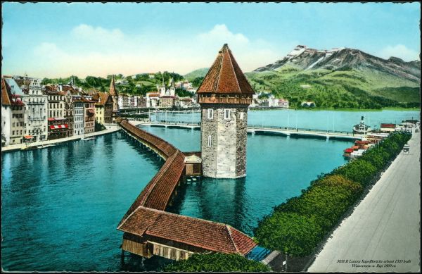 Lucerne chapel bridge old town lake